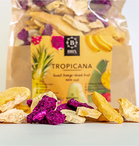 BRIX Freeze Dried Tropicana Fruit | 100% Natural Dried Tropical Fruit Mixture 140g | Great Taste Award Dried Fruit | Non-GMO, Gluten Free, Vegan & Vitamins Retained