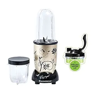 Wonderchef Nutri-Blend, 400W, 22000 RPM Mixer-Grinder, Blender, SS Blades, 2 Unbreakable Jars, With Sipper Lid, 2 Years Warranty, Champagne, Online Recipe Book By Chef Sanjeev Kapoor