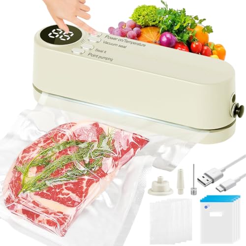 Máquina selladora al vacío,Selladora de alimentos recargable 3 en 1,Selladora de alimentos al vacío portátil con 8 bolsas al vacío,Mini selladora de bolsas,para conservar aperitivos y alimentos