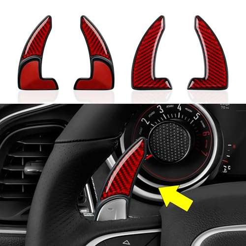 BRMYL Steering Wheel Shift Paddles for 2015-2024 Dodge Challenger Charger Durango Chrysler 300 Accessories Carbon Fiber Stickers, Not Fit SRT/Hell CAT