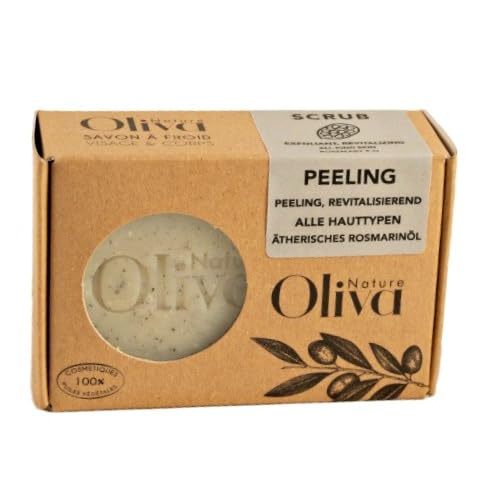 3 jabones naturales Oliva Nature (PEELING) revitalizantes, 100% naturales, hechos a mano, jabón de ducha para todos los tipos de piel, jabón para lavar las manos, cosmética natural, 100% ecológico