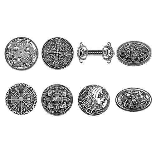Baoblaze 8X Broche Épingle à Capuchon Boucle Médiévale Amulette Nordique Viking Bijoux Cover