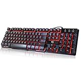 Rii RK100 3色LEDバックライト付きメカニカルフィーリングUSB有線マルチメディアキーボード作業用またはプライムゲーム用