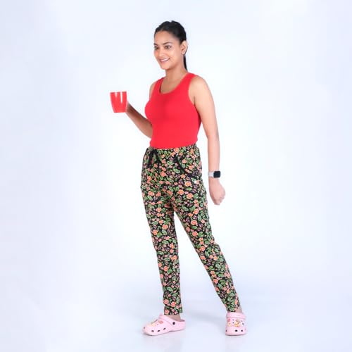 Image of Rupa womens Rupa COLORS Playsure Printed Pyjama for Women Leisurewear, Floral Print Loungewear