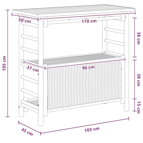 Table de bar extérieure en bambou pour une déco écolo et minimaliste