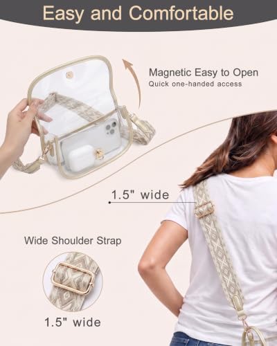 Image of Wuflyover Clear Bag for Stadium Events, Clear Purse Crossbody Bag for Women