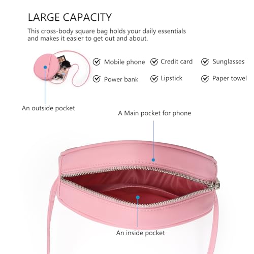 Image of Circle Crossbody Bag for Women NYLON Circle Purse with Zipper Adjustable Knot Shoulder Straps