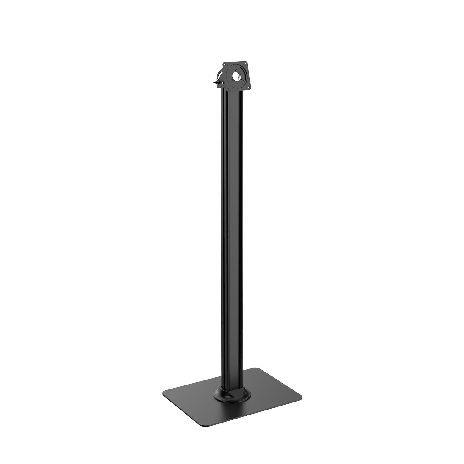 KIMEX - Soporte para Tablets - Compatibilidad VESA 75x75 - Montaje en Suelo - Altura 110 cm - Función inclinable + rotativa - Negro - 091-4102