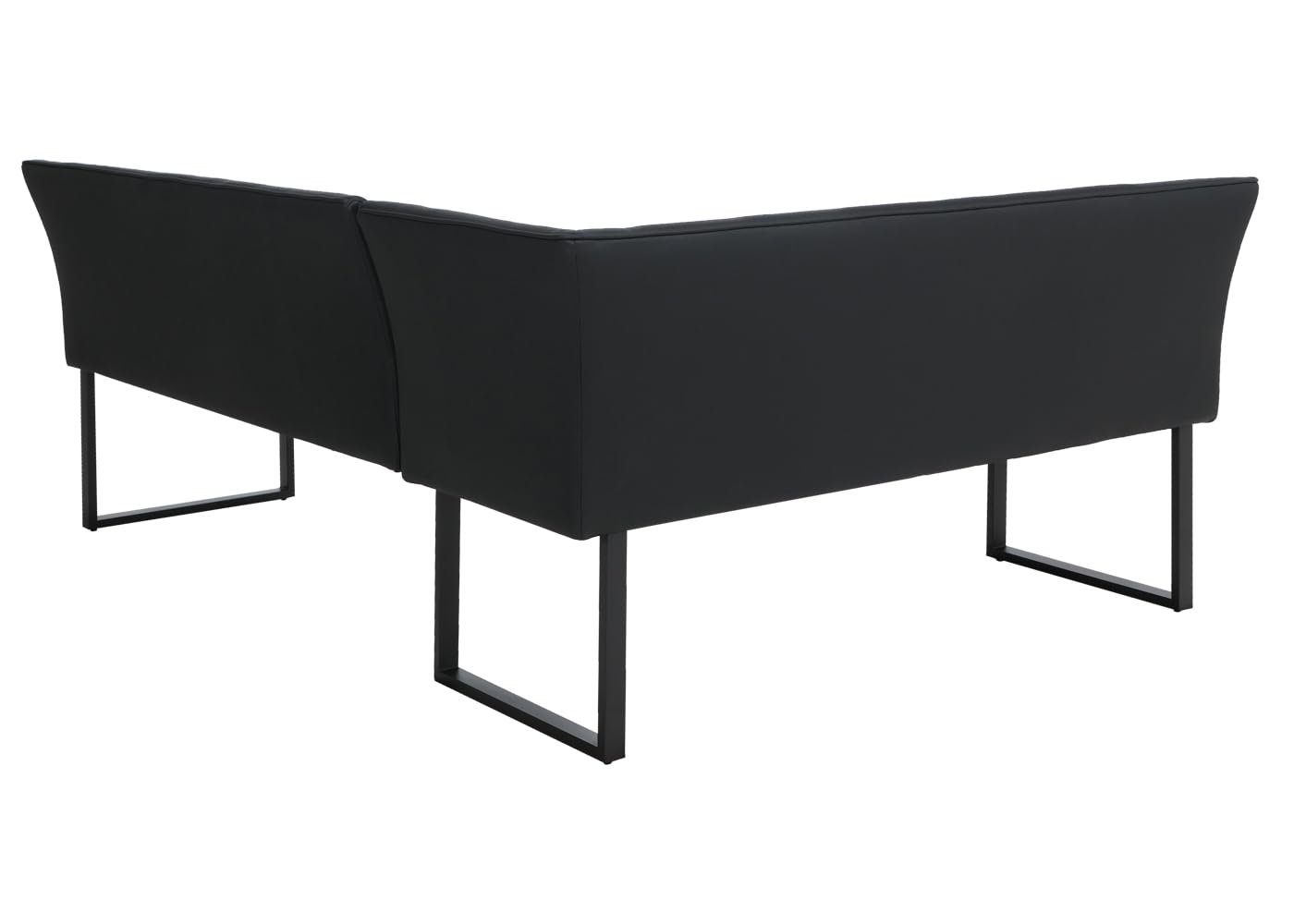 Ławka narożna HWC-O81, ławka do jadalni, sztuczna skóra, metal, 158 x 209 cm, czarna