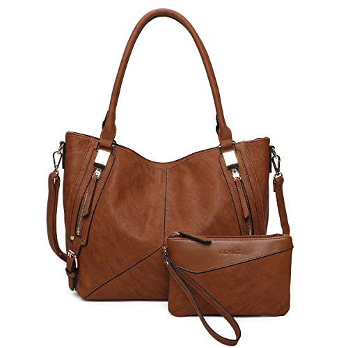 KEYLI Womens Fashion Handbags Casual Tote Shoulder Bags Ladies Top Handle Satchel Handbag (Reddish Brown)