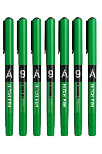 Image of Figo A9 Hi-Tech Liquid Roller Pen, 0.6mm Metal Tip, Smooth Writing, Comfortable Grip (Pack of 7) (Green)