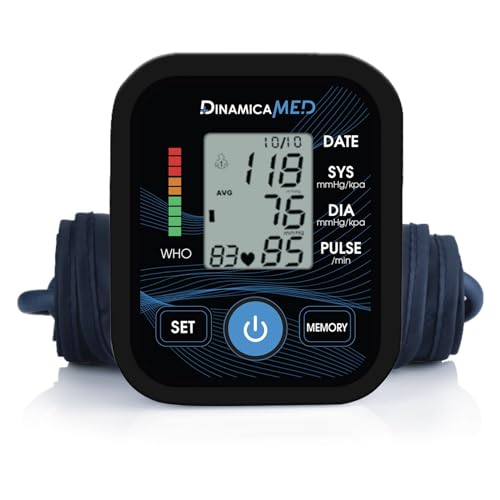 Dinamicamed Misuratore Pressione da Braccio, Apparecchio Pressione da Braccio con 2 * 99 Posizioni di Memoria, Misuratore di Pressione da Braccio Alta Precisione con Cavo USB