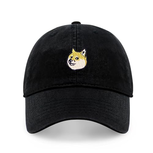 Doge Memes Shiba Inu Dog Dad Hats Doge Coin Meme Original Design Baseball Caps Funny Hats for Men Women Teens Unisex (Doge Black)