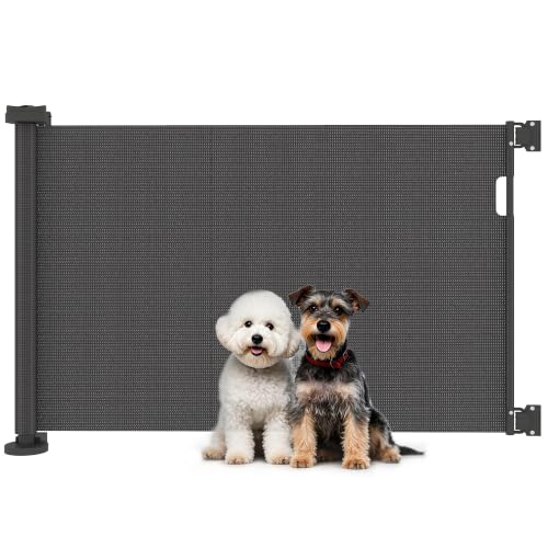 PawHut Barrera de Seguridad Retráctil para Perros Pequeños 0-136 cm Negro