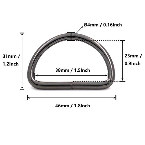Bikicoco Metal D-Rings Buckle, 1-1/2 Inch Non-Welded For Webbing Sewing Diy - Gunmetal - Pack Of 20 #TOP1