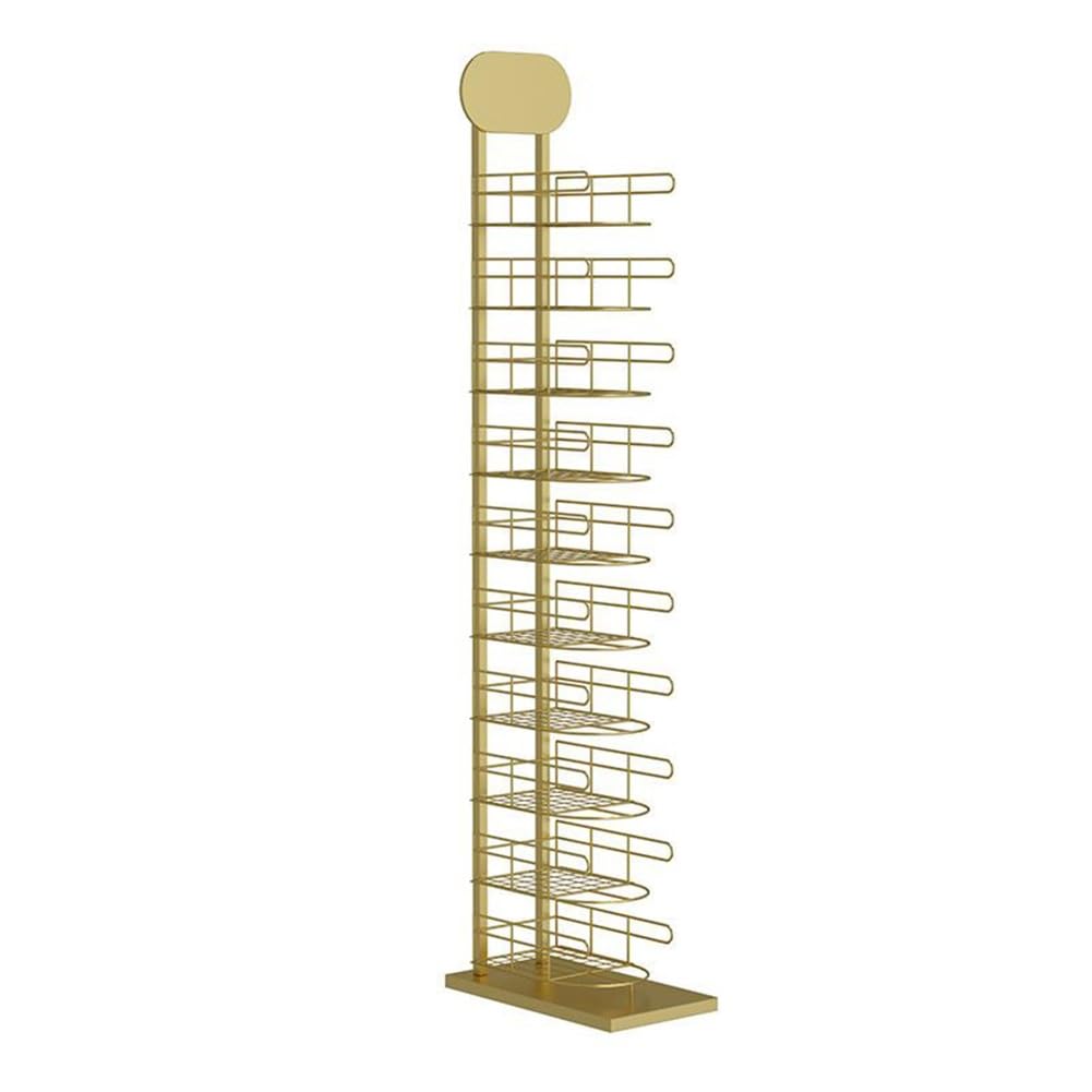 YNBSHGAA Freestanding Retail Display Stand for Hats, Wigs, Helmets, and Shoes - Versatile Storage Solution for Entryway, Garage, Closet, and Corner Organization,Gold-32x37x160cm