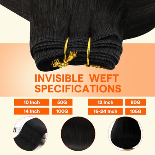Image of Full Shine Sew In Hair Extensions Real Human Hair, Off Black 22 Inch 105G | 22 Inch 105G, Remy Long Straight Hair, Double Weft, Adds Volume, Everyday Wear, Office Styling, Women Looks