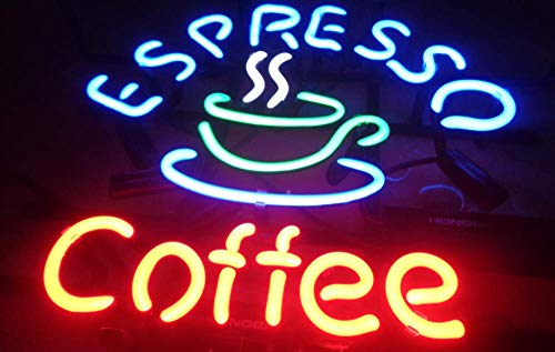 Image of ESPRESSO Coffee Metal Frame Neon Sign 17''x13'' Real Glass Neon Sign Light for Beer Bar Pub Garage Room
