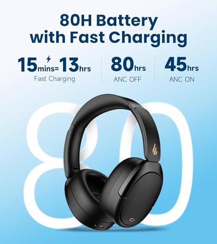 Image of Edifier WH950NB Gen 2 Wireless Hybrid Active Noise Cancelling Headphones, Hi-Res Audio with LDAC 8-Level ANC, Spatial Sound 80H Playtime Bluetooth 5.4 Foldable 3.5mm AUX, Travel Case - Black