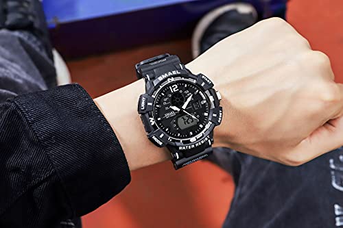 KXAITO Men's Watches Sports Outdoor Waterproof Military Watch Date Multi Function Tactics LED Alarm Stopwatch (8045_Black) - Thumbnail 2
