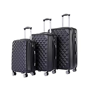 aqua lotus 007 Koffer Trolley KofferSet reis Koffer MLXLSet Lotus Karo Zwart Harde schaal