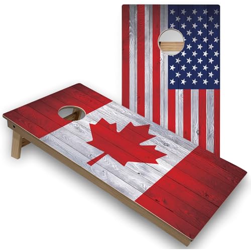 Skip's Garage Canada & USA Flag All-Weather Cornhole Boards - PVC - Include Carrying Case