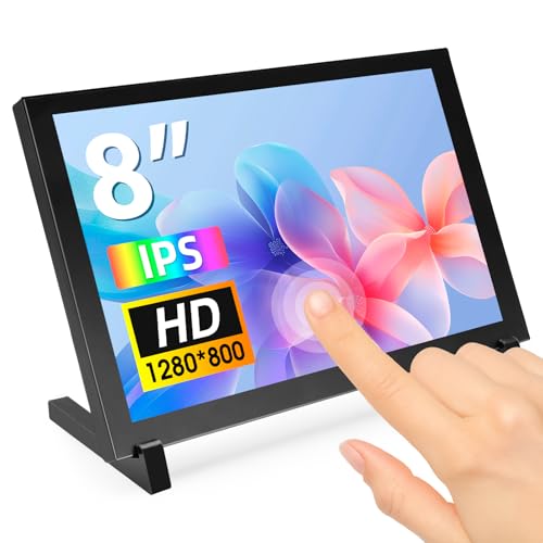 Image of ELECROW 8 Inch Touchscreen Monitor, 1280x800 IPS LCD HD Display with Stand, Portable Capacitive Touch Screen Compatible for Raspberry Pi 3 /4 /5, Win 11 /10 /8 /7, Jetson Nano, laptops, Game Consoles