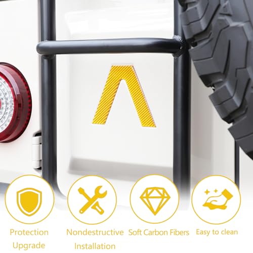 Image of Car Trunk Door Inverted Letter A Sticker Compatible with Ineos Grenadier 2020-2024 Trunk Door Decorative Stickers Tailgate Side V-Shaped Stickers Accessories ((Soft Carbon Fibers /Yellow)