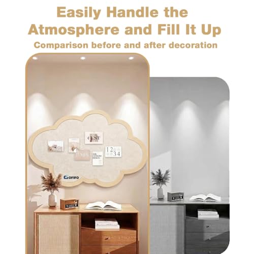 Image of Cute Cloud Felt Bulletin Board for Wall, Self-Adhesive Pin Board with 30 Pushpins, Message Display Board for Notes Photos Office Home Decor (Beige)
