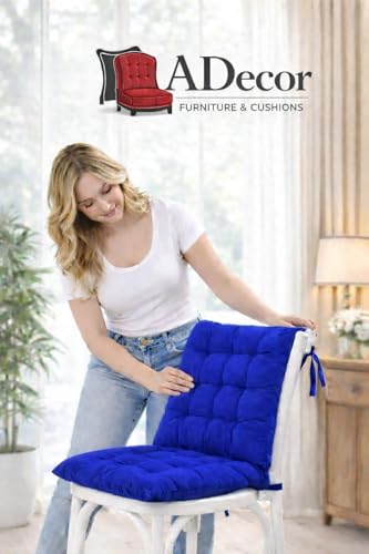 Image of A Decor Soft Cotton Chair Cushion Pad 40x40x4 cm| Comfortable Pad for Dining, Office & Study Chairs Pack of 1| (Royal Blue)