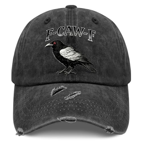 FCaw F Funny Black Bird Hat Printed Crow Raven Cap Adjustable Dad Hat for Men Women Bird Lover Watcher Gift