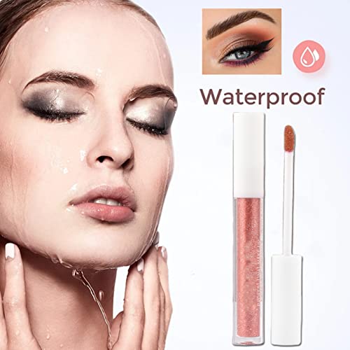Liquid Glitter Eyeshadow, Eye Makeup, Sparkling Eye Shadow, Liquid Shimmer Eyeshadow, Face Glitter, Cream Eyeshadow, Liquid Highlighter Waterproof Not Greasy, Metallic Eyeshadow, Rose Brown #TOP2