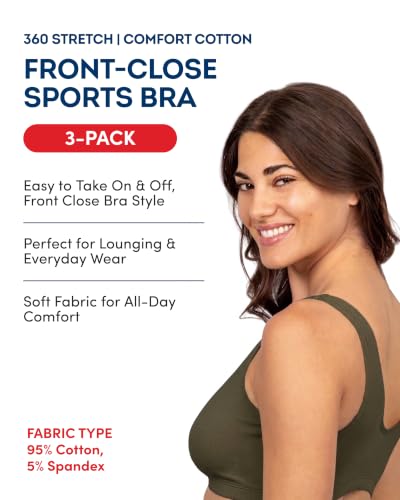 Image of Fruit of the Loom Women's Multi-Pack Front Close Sports Bra