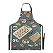 AQQA Cocina de mariscos japonesa con delantal de cocina de Chef de sushi ajustable 88x68cm delantal de artista delantales para hornear con gotas de agua para mujeres para hombres mujeres