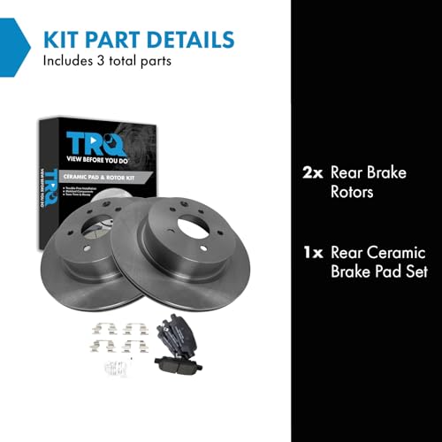 Image of TRQ Rear Brake Pad and Rotor Set Ceramic Compatible with 2009-2014 2009-2017 Nissan Maxima