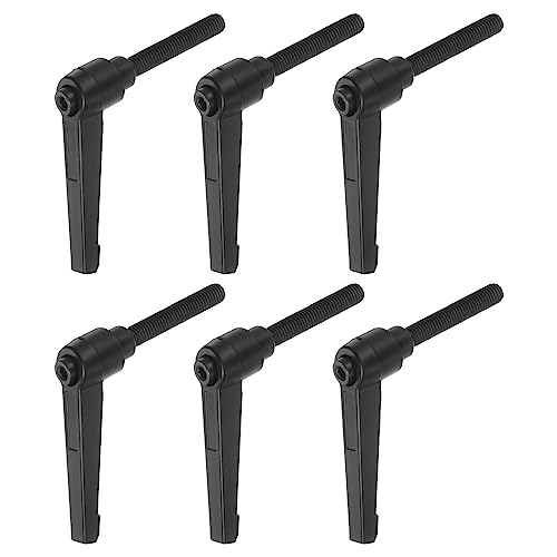 Image of HARFINGTON 6pcs Adjustable Clamping Lever Handles M8 x 50mm Male Thread Bolt Knobs Rotating Screw Locking Quick Release Ratchet Push Button Handle, Black