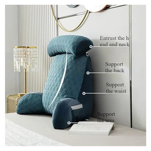 Coussin de lecture grand dossier bleu lavable pour lit et canapé - 3