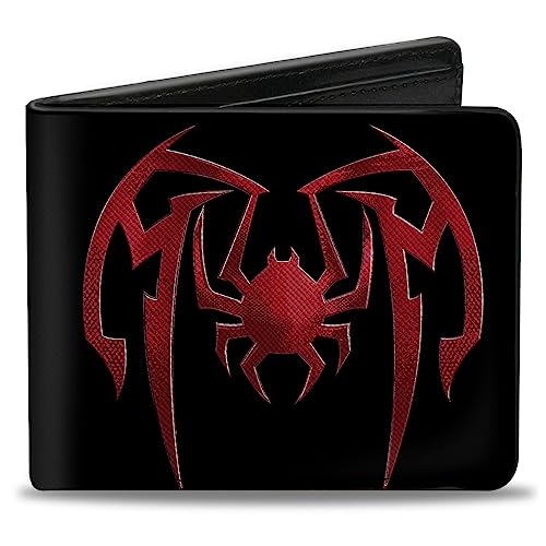 Marvel Comics Wallet, Bifold, Spider Man Miles Morales Spider Close Up Black Red, Vegan Leather