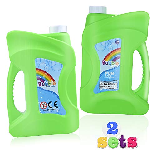 HOLIFLY Bubble Solution Refill, 2 Bottles Big Bubble Solution(up to 5 Gallon) 64OZ Concentrated Solution for Bubble Machine, Bubble Gun, Party Favor, Bubble Summer Toy