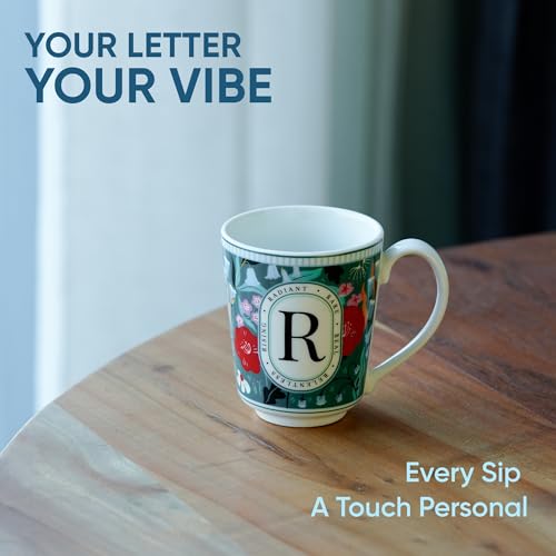 Image of Shay Alphabet Mug, 1 Pc, R, 300ml | Ceramic Mug |Glossy Finish | Ceramic Coffee Cup | Porcelain | Microwave Safe (Alphabet Mug - R)