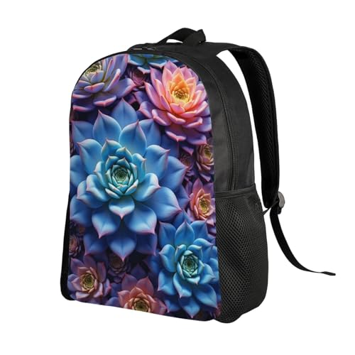 Comfort Fit Unisex Close Up of Bunch of Colorful Succulents Backpack Gre Durable Daily Commute Travel Adventures 16 in2