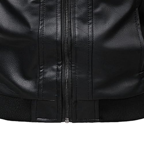 Men's Retro Hooded Leather Jacket Slim Fit Bomber Casual Leather Hoodie Moto Vintage Pu Coat With Removable Hood4