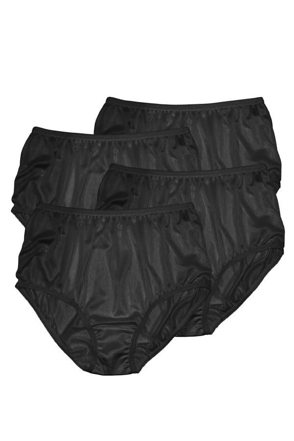 Image of Teri Women's 331 Plain Jane Classic Nylon Silky-Smooth Lightweight Breathable Full Coverage Brief Panty - 4 Pack