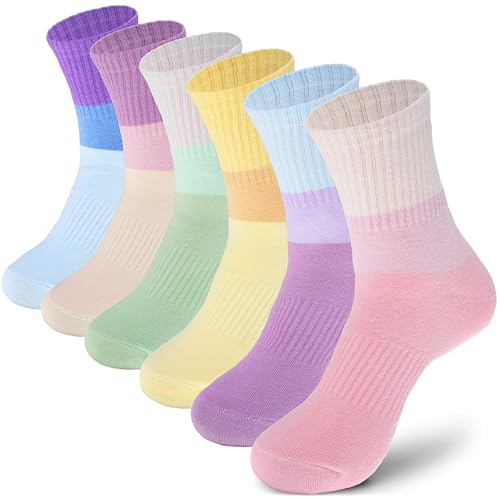 Image of ANTSANG Kids Boys Girls Athletic Cotton Socks,6 Pairs Youth Teen Crew Socks