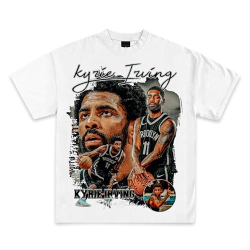 Kyrie Icon Edition Graphic T-Shirts | Premium Quality Heavyweight Basketball Shirt for Adults & Kids (US, Alpha, Small, Regular, Regular, KR Brooklyn/White)