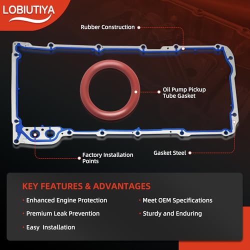 Image of 12612350 Oil Pan Gasket + B32790 Oil Pump Gaskets, OS30693R Gasket Kit Compatible with Chevy Silverado, Suburban, Tahoe, Trailblazer, GMC Sierra, Yukon, Envoy for 4.8L, 5.3L, 6.0L, 6.2L