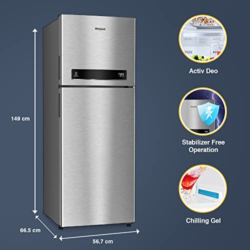 Image of Whirlpool 245 L 3 Star Frost-Free Inverter Double Door Refrigerator (NEO DF258 ROY GERMAN STEEL 3S-N, Grey, 21630, 2022 Model)