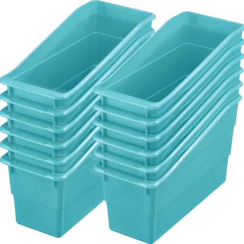 Image of Really Good Stuff Durable Book & Binder Holders 12-Pack, Water | Folder & File Plastic Holders Ideal for Narrow or Vertical Storage Needs, Instantly Color Code Your Classroom