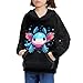 YORXINGY Floral Axolotl Girls' Fashion Hoodies & Sweatshirts Long Sleeve Boys Hooded Pullover Front Kangaroo Pocket Kids Hoodie Crewneck Autumn Clothes Back to School Outfits Size 8-10
