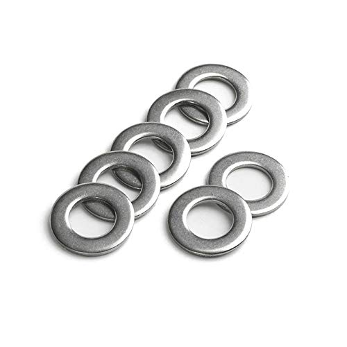 KINDOYO Rondelles Plates en Acier Inoxydable - M6/M8/M10/M12/M14/M16 Rondelle Vis Entretoises Fixation Pièces, Argent, M6*12 * 1.6(50PCS) Cover
